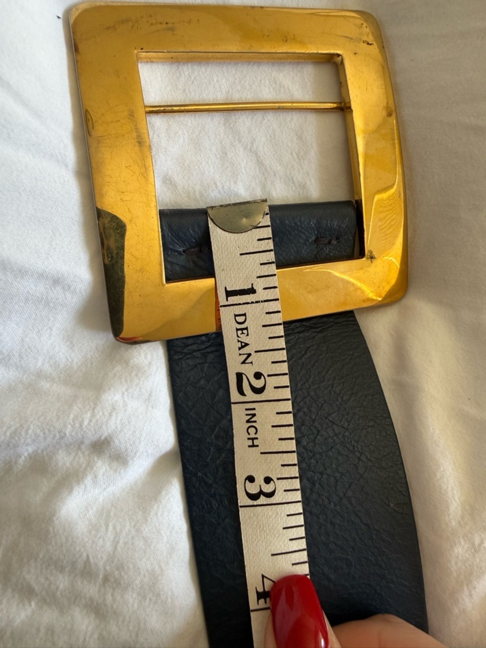 Christian Dior Vintage Blue Leather Waist Belt with Gold Square Buckle Accent - Picture 9 of 13